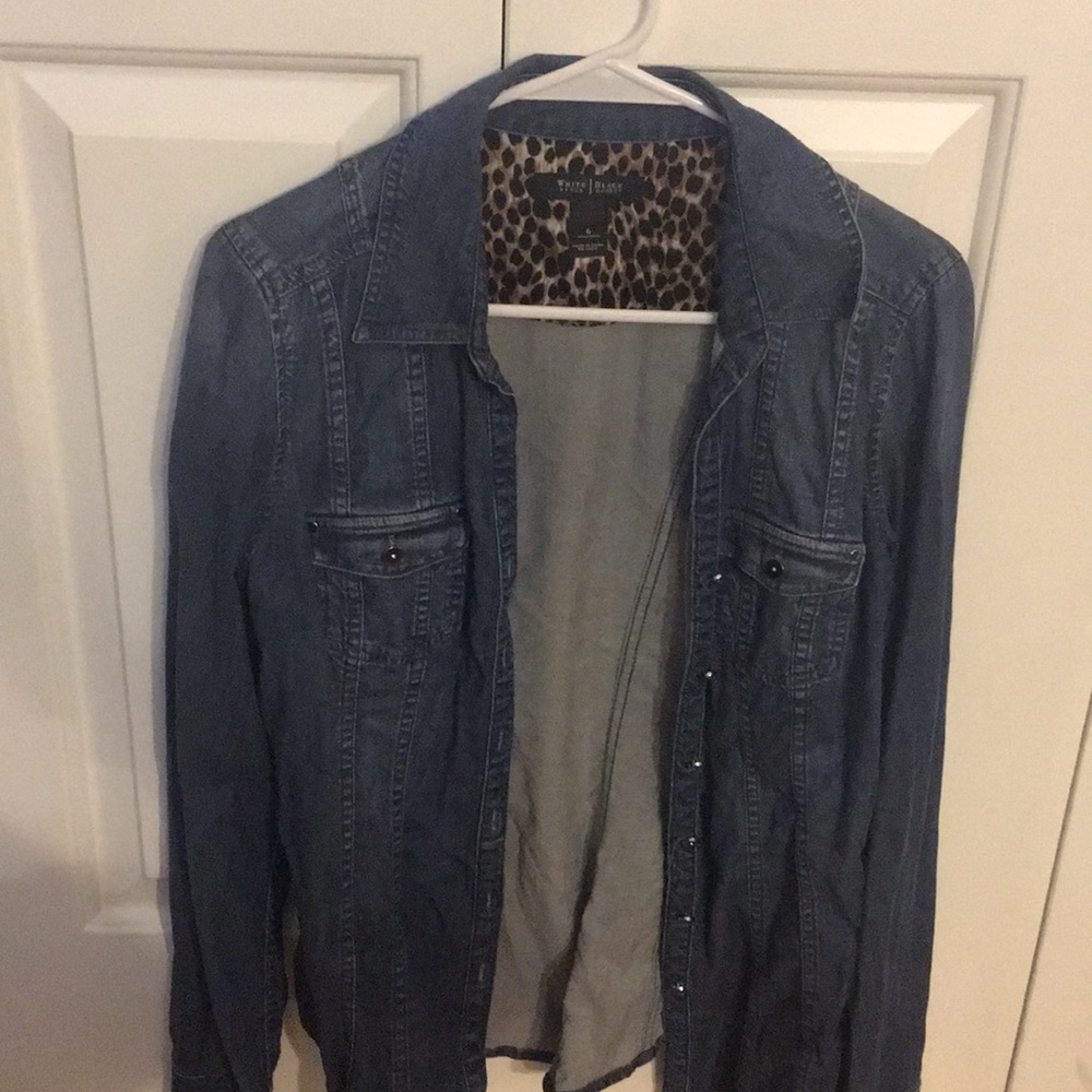 WHBM denim stretch shirt